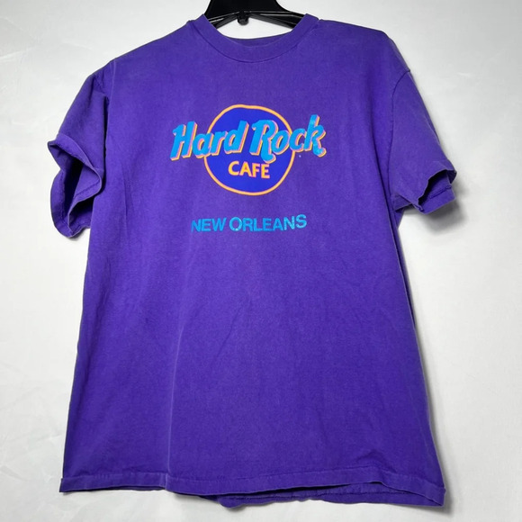 Vtg Men's‎ Hard Rock Cafe T-Shirt Purple Size L Hanes Beefy Tag Single Stitch - Picture 1 of 5